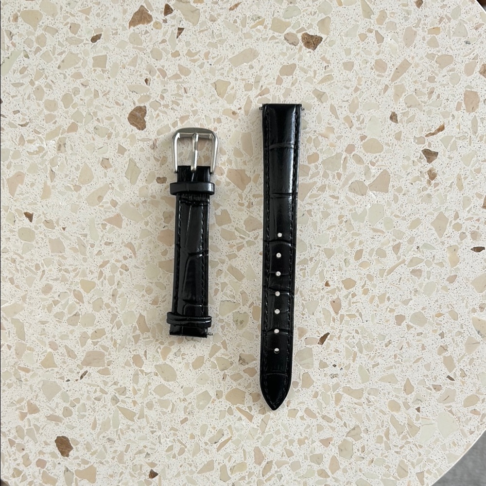 Genuine Black Leather Watch Strap